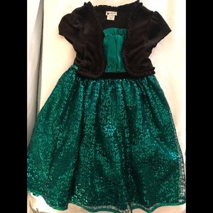 Beautiful emerald green party/holiday dress - size 8 girls